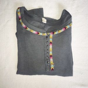 Free People Henley Embroidered - Small